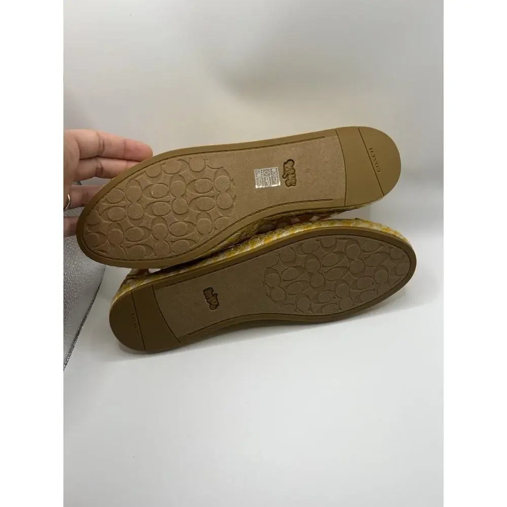 Coach Cleo Espadrille Mesh Signature Cc Mustard Yellow 8 NIB flats